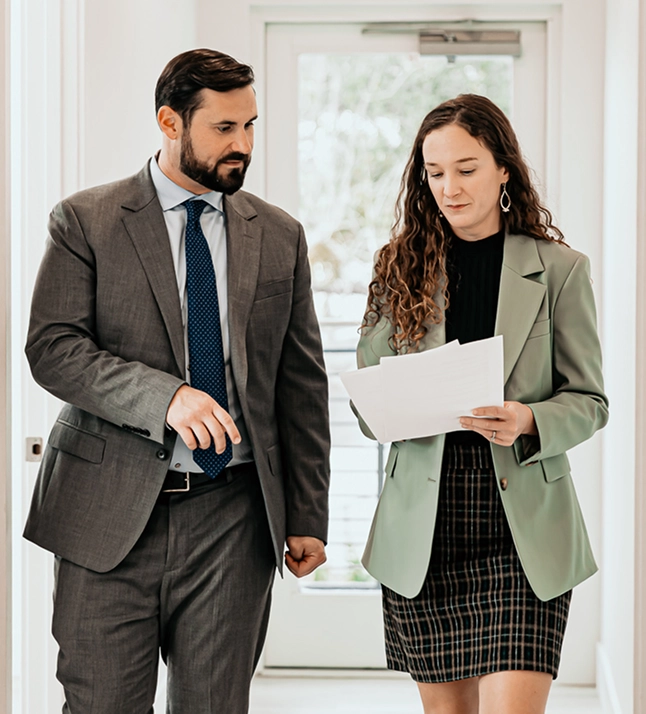 Allie R.B. Castellano reviewing estate planning documents with a colleague
