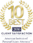 American Institute of Personal Injury Attorneys 10 Best 2016 client satisfaction award